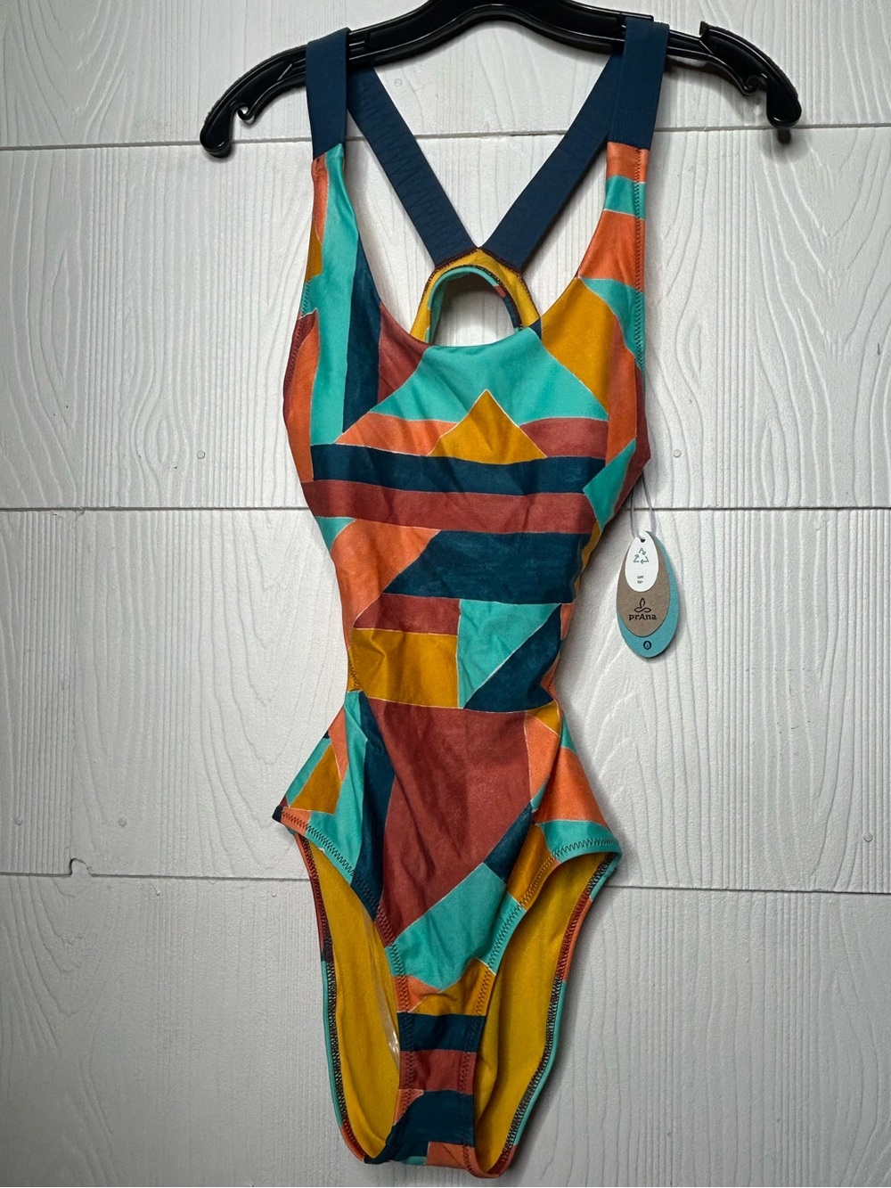 Prana One-Piece Swimsuit in Teal, Orange, Yellow, Navy, Coral